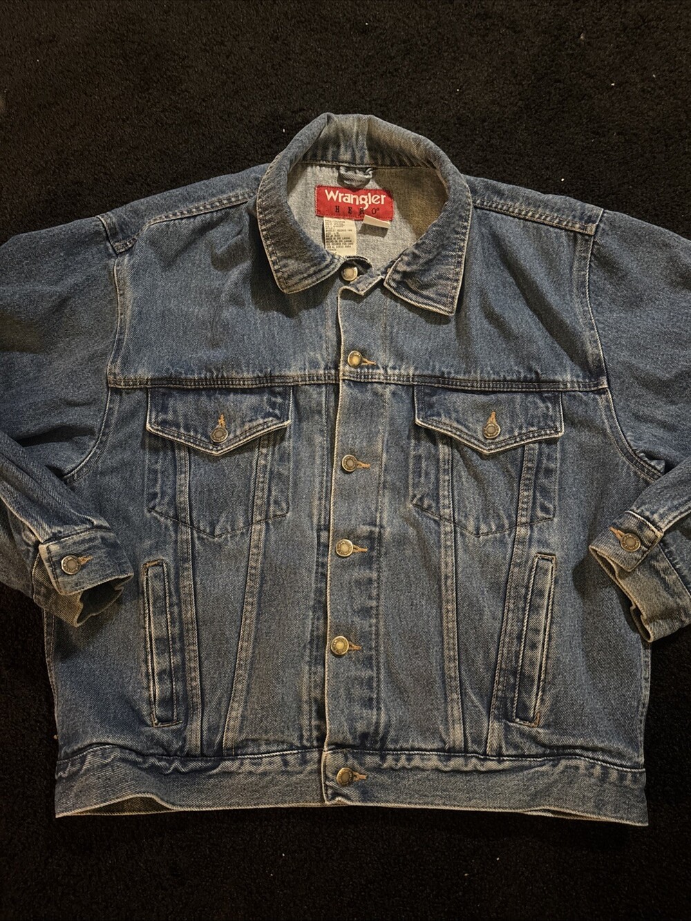 Wrangler Hero Denim Jacket Vintage 90s Y2K Blue Jean Jacket Mens Large